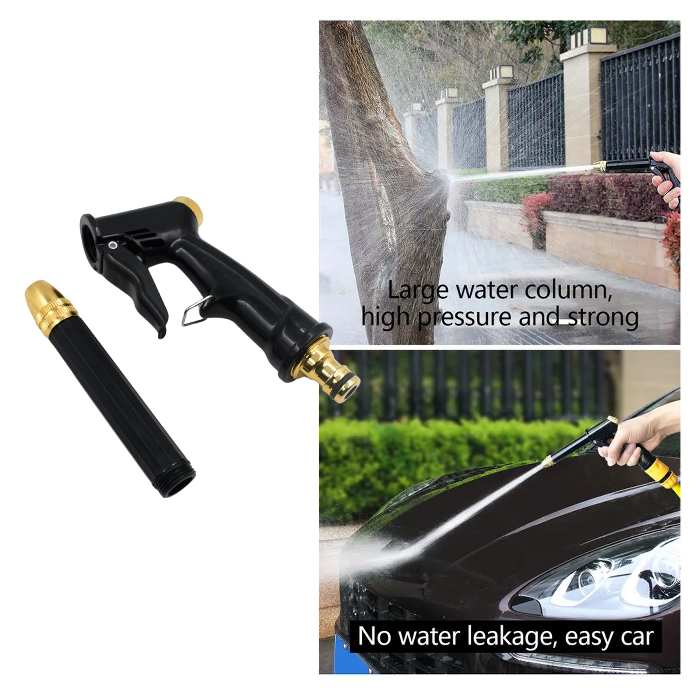 9148 Plastic Body Metal Trigger Brass Nozzle Water Spray Gun For Water Pipe Non-slip Comfortable Grip Multiple Spray Modes Ideal Pipe Nozzle For Car Wash Gardening Other Uses