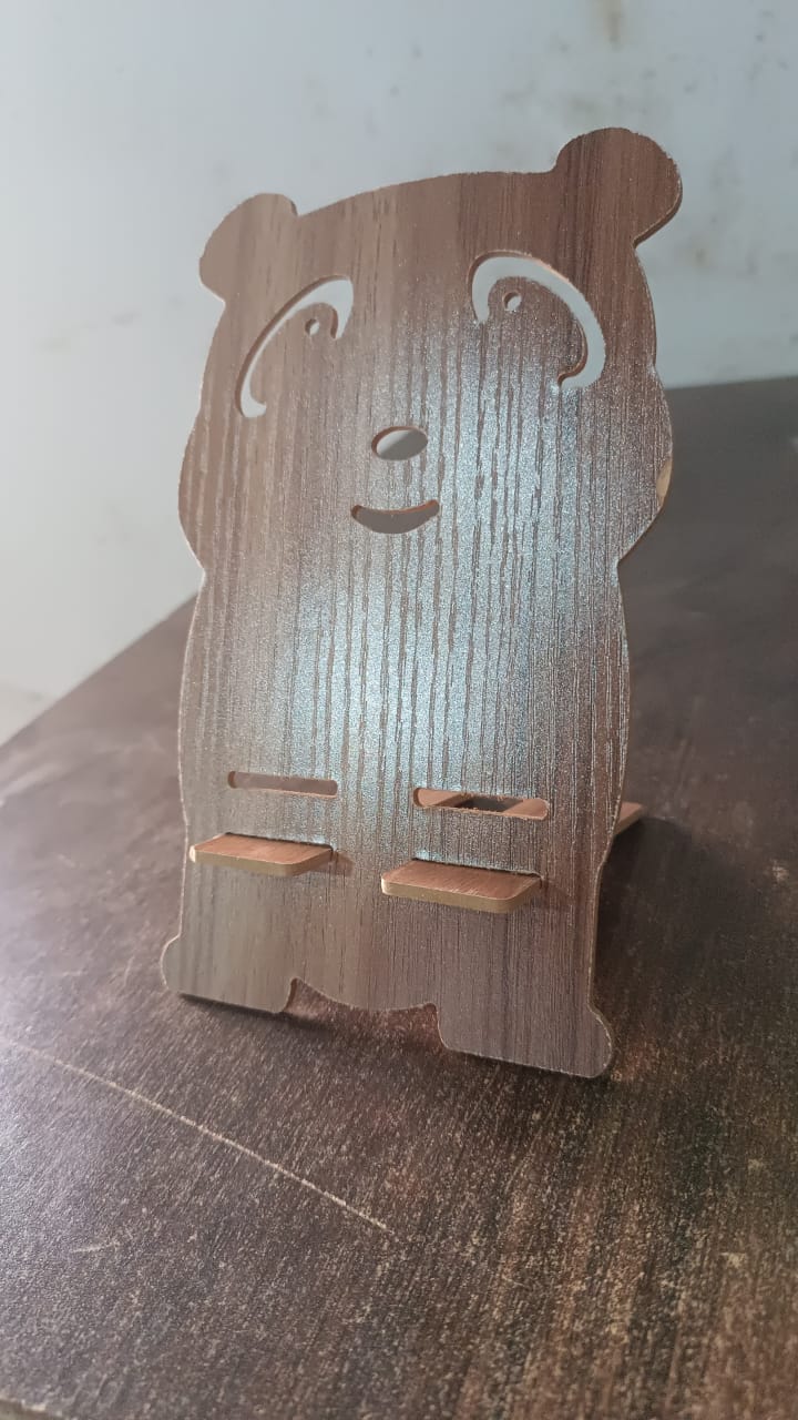 Wooden Cartoon Shape Design Mobile Stand (1 Pc) - Essentials