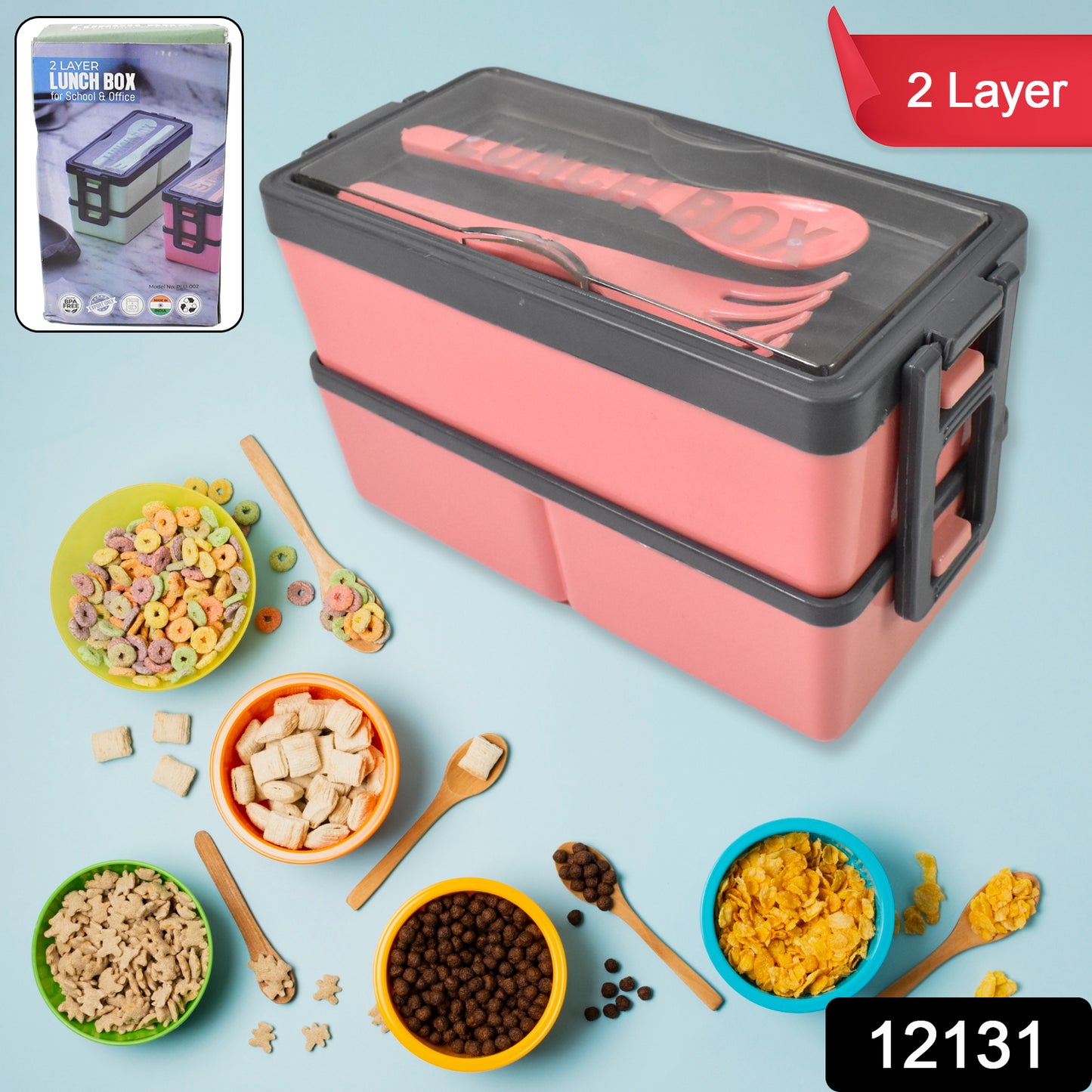 Plastic 3 Layer Leak Proof 3 Compartment Lunch Box For Office (1 Pc) - Essentials