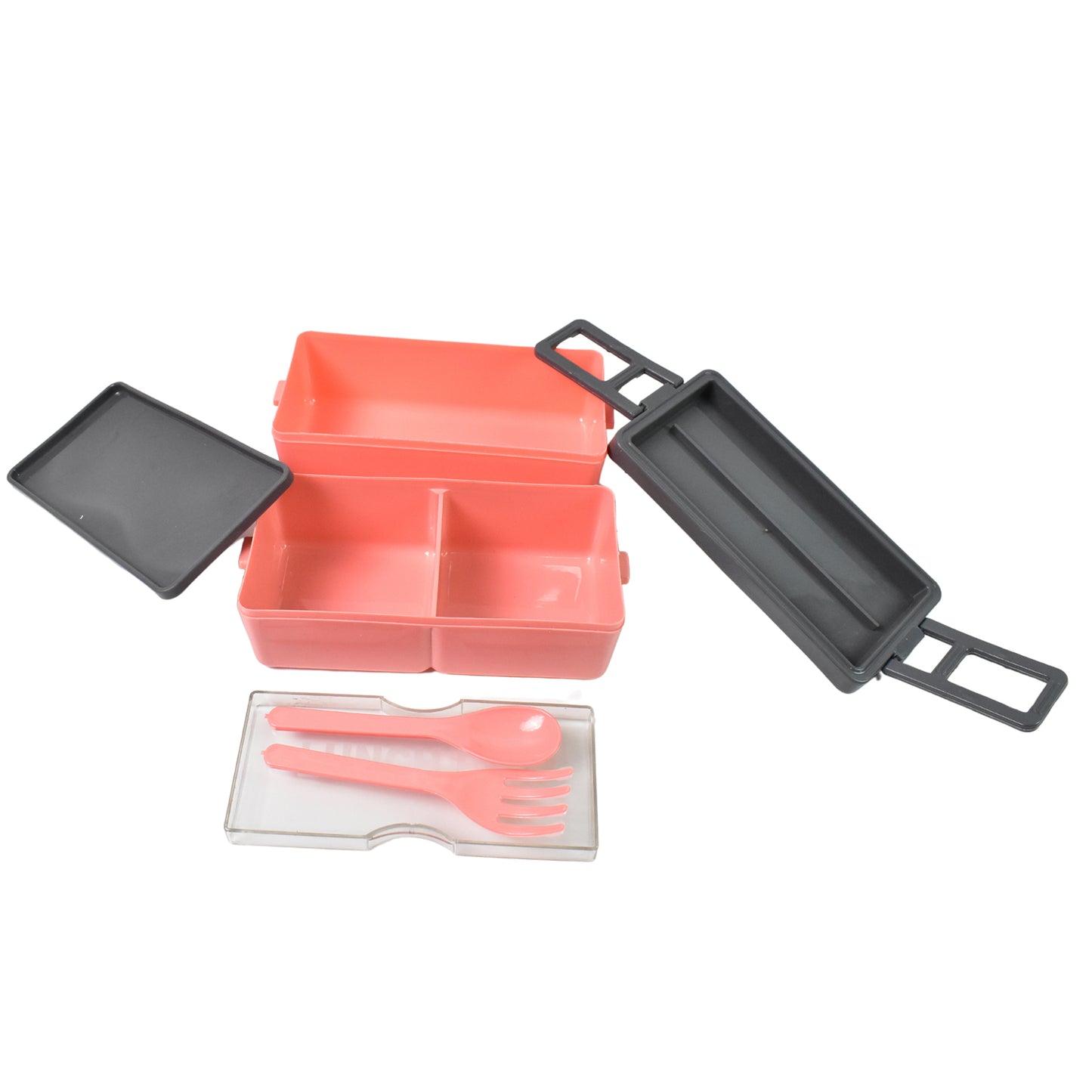 Plastic 3 Layer Leak Proof 3 Compartment Lunch Box For Office (1 Pc) - Essentials