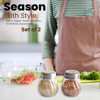Apex Oregano  Chilli Flakes Dispenser Set  2 Pcs Glass Spice Shaker With Stainless Steel Lid - Essentials