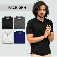 Men's Regular Wear Collar Poly-cotton T-Shirts (Pack of 4) (M, L, XL, XXL) - Essentials