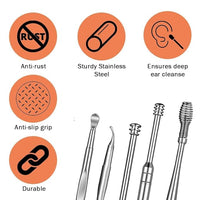 Ear Wax Cleaning Kit, Reusable Ear Wax Cleaner Tool Set with Storage Box - Ear Wax Remover Tool Kit (Silver) - Essentials