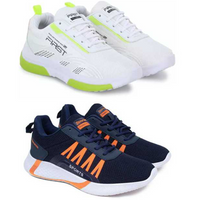 Sports Shoes For Men (White & Blue, 6) (Pack of 2) - Essentials