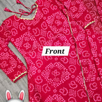 Women'S Red Bandhani Styles Gown - Essentials