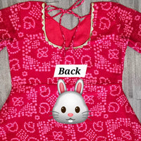 Women'S Red Bandhani Styles Gown - Essentials