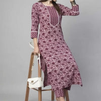 Floral Printed Women Cotton Women Kurta With Pant (2 Psc Set) - Essentials