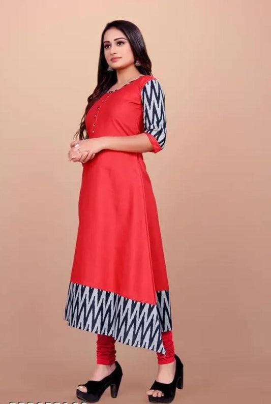 Women Solid Cotton Gown (Red) - Essentials
