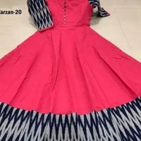 Women Solid Cotton Gown (Red) - Essentials