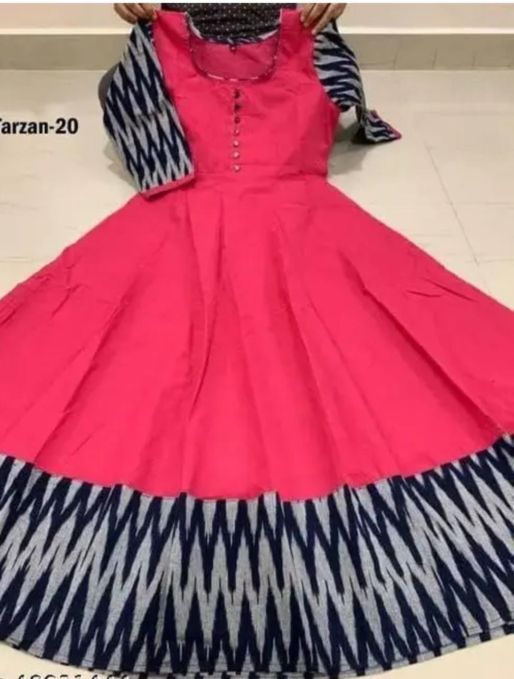 Women Solid Cotton Gown (Red) - Essentials