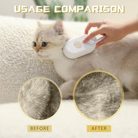 3-in-1 Steam Brush with Steamer - Suitable for Cats, Dogs and All Pets (White) - Essentials