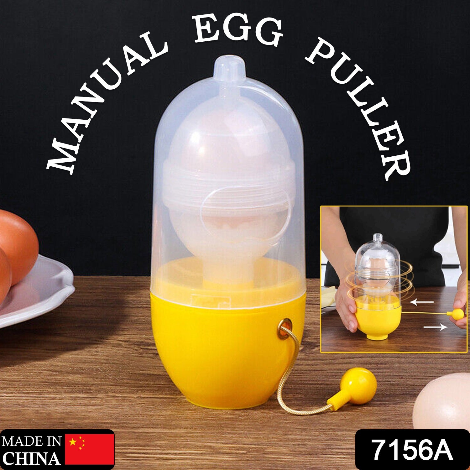 7156a Manual Egg Puller Scrambler Household White Egg Yolk Mixer Kitchen Tool Mix Manual Scrambler Convenient Without Breaking Eggs. - Essentials