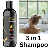 Unisex Instant Black Herbal Hair Dye Shampoo for Grey Hair Coverage 3 in 1(100ml) - Essentials