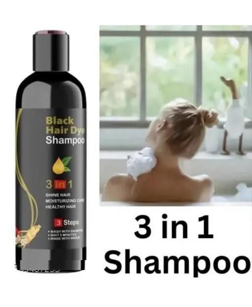 Unisex Instant Black Herbal Hair Dye Shampoo for Grey Hair Coverage 3 in 1(100ml) - Essentials