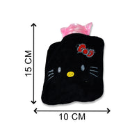 6513 Black Hello Kitty Small Hot Water Bag With Cover For Pain Relief Neck Shoulder Pain And Hand Feet Warmer Menstrual Cramps. - Essentials