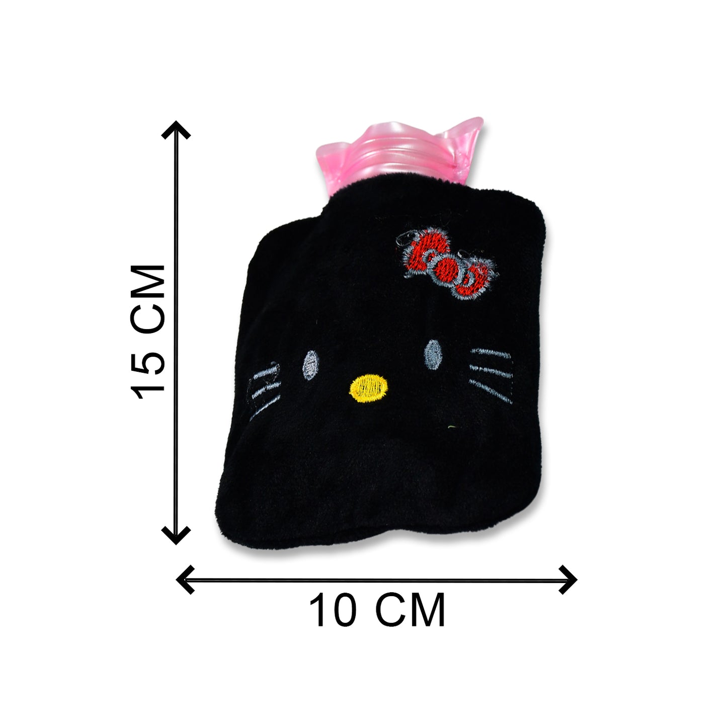 6513 Black Hello Kitty Small Hot Water Bag With Cover For Pain Relief Neck Shoulder Pain And Hand Feet Warmer Menstrual Cramps. - Essentials