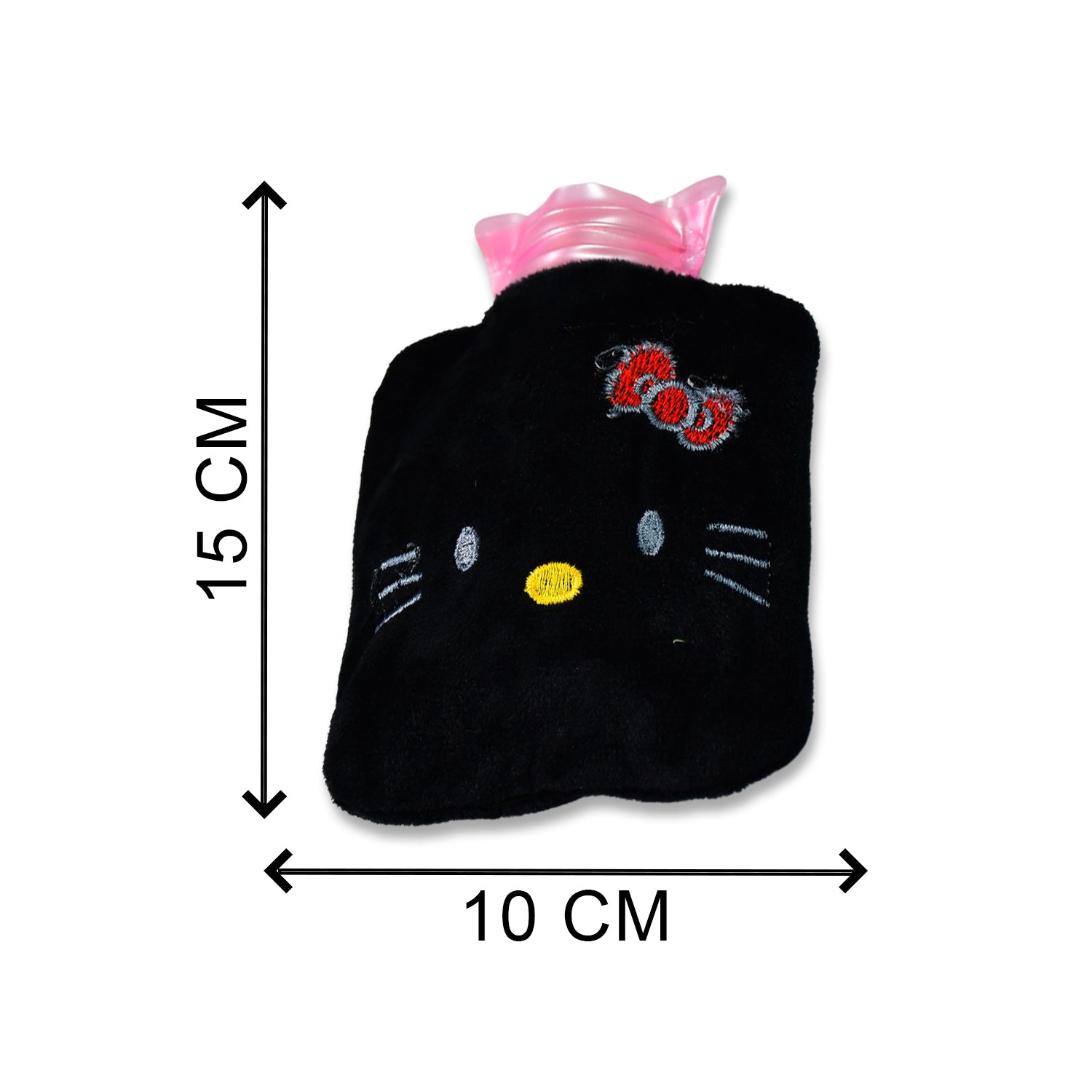 6513 Black Hello Kitty Small Hot Water Bag With Cover For Pain Relief Neck Shoulder Pain And Hand Feet Warmer Menstrual Cramps. - Essentials