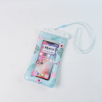 Waterproof Peach Transparent Mobile Pouch With Neck Strap (1 Pc) - Essentials