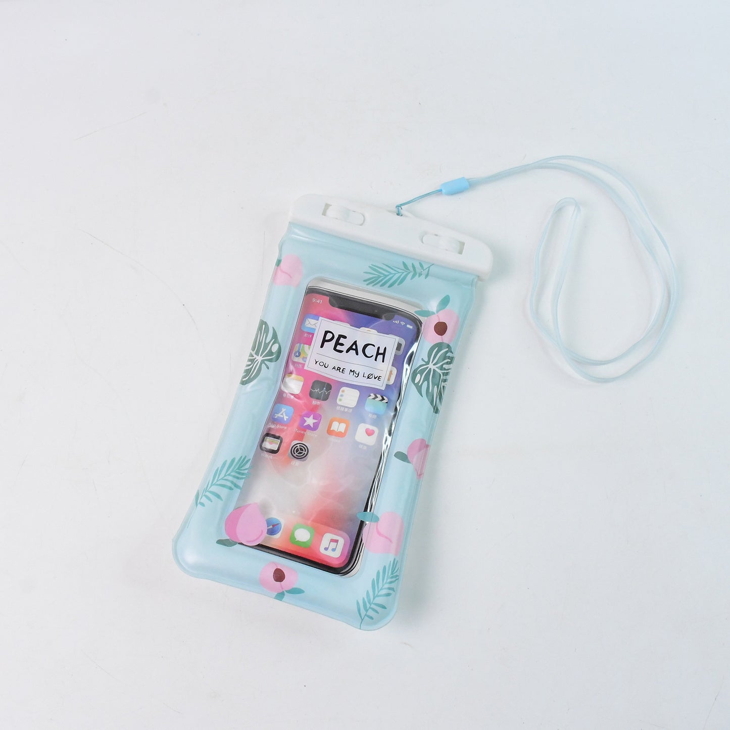 Waterproof Peach Transparent Mobile Pouch With Neck Strap (1 Pc) - Essentials