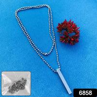 Plain Stick Shape Locket With Chain Stainless Steel Necklace (1 Pc) - Essentials
