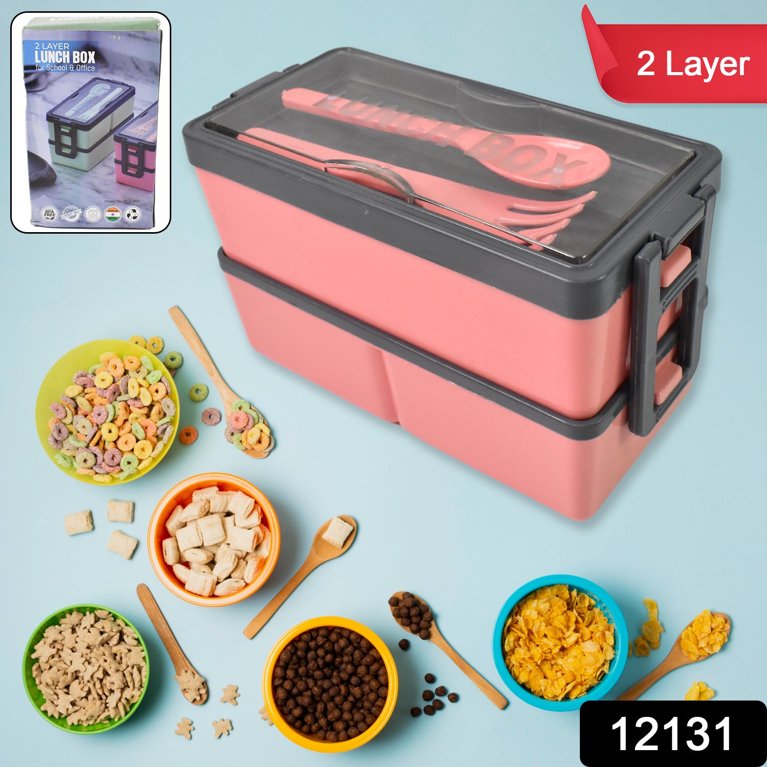 Plastic 3 Layer Leak Proof 3 Compartment Lunch Box For Office  (1 Pc) - Essentials