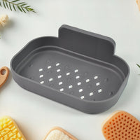 Plastic Soap Dish Holder For Bathroom Shower Wall Mounted Self Adhesive (1 Pc) - Essentials