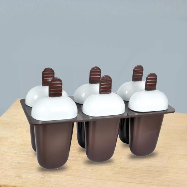 1148 Plastic Ice Candy Maker Kulfi Maker Moulds Set With 6 Cups (Multicolour) - Essentials