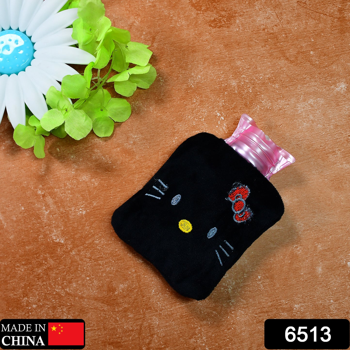6513 Black Hello Kitty Small Hot Water Bag With Cover For Pain Relief Neck Shoulder Pain And Hand Feet Warmer Menstrual Cramps. - Essentials