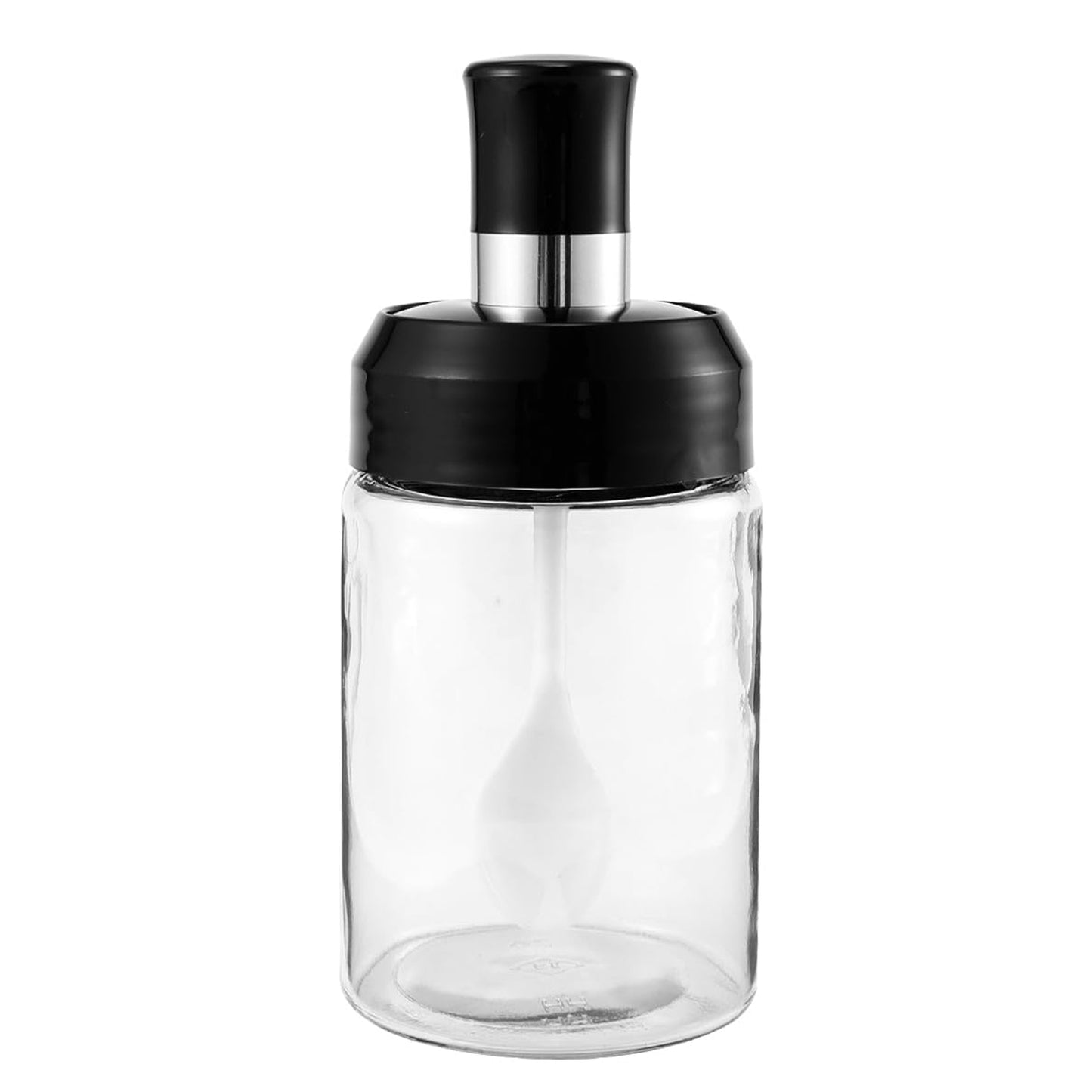 Transparent Glass Storage Jar With Built-in Spoon Approx 250ml - Essentials