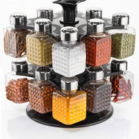 5503 All New Square 16 Bottle Design 360 Degree Revolving Spice Rack Container Condiment Pieces Set Square Small Container - Essentials