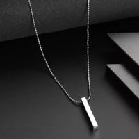 Plain Stick Shape Locket With Chain Stainless Steel Necklace (1 Pc) - Essentials