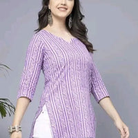 Lavender Short Kurti, Stylish Women's Pure Cotton kurti - Essentials