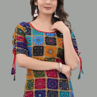 Rayon Printed Kurti for Women (Blue,M) - Essentials