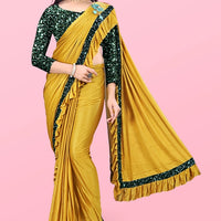 Lycra Blend Solid Saree for Women (Maroon, 6.3 m) - Essentials