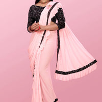 Lycra Blend Solid Saree for Women (Maroon, 6.3 m) - Essentials