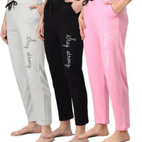 Cotton Blend Straight Fit Trouser for Women (Multicolor, M) (Pack of 3) - Essentials