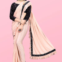 Lycra Blend Solid Saree for Women (Maroon, 6.3 m) - Essentials