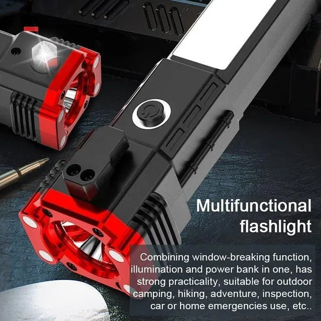 8 in 1 Portable Rechargeable Torch LED Flashlight - Essentials