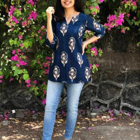 Trendy Fashionable block print Kurtis - Essentials