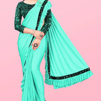 Lycra Blend Solid Saree for Women (Maroon, 6.3 m) - Essentials