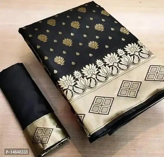 Jacquard Printed Saree for Women (Dark Green, 6.3 m) - Essentials