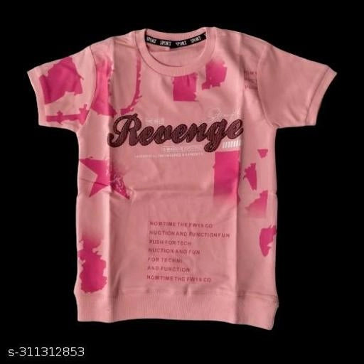 Cotton Blend Round Neck Printed T-Shirt for Boys (Peach, 2-3 Years) - Essentials