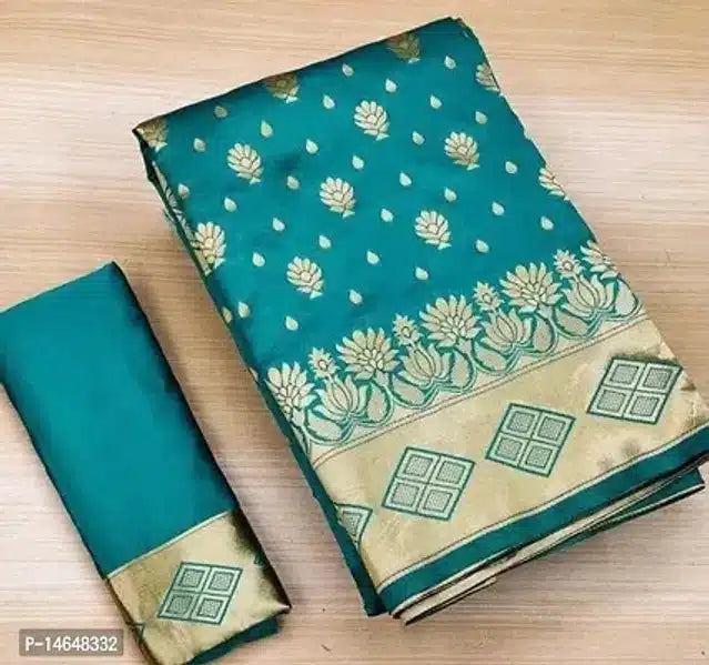 Jacquard Printed Saree for Women (Dark Green, 6.3 m) - Essentials