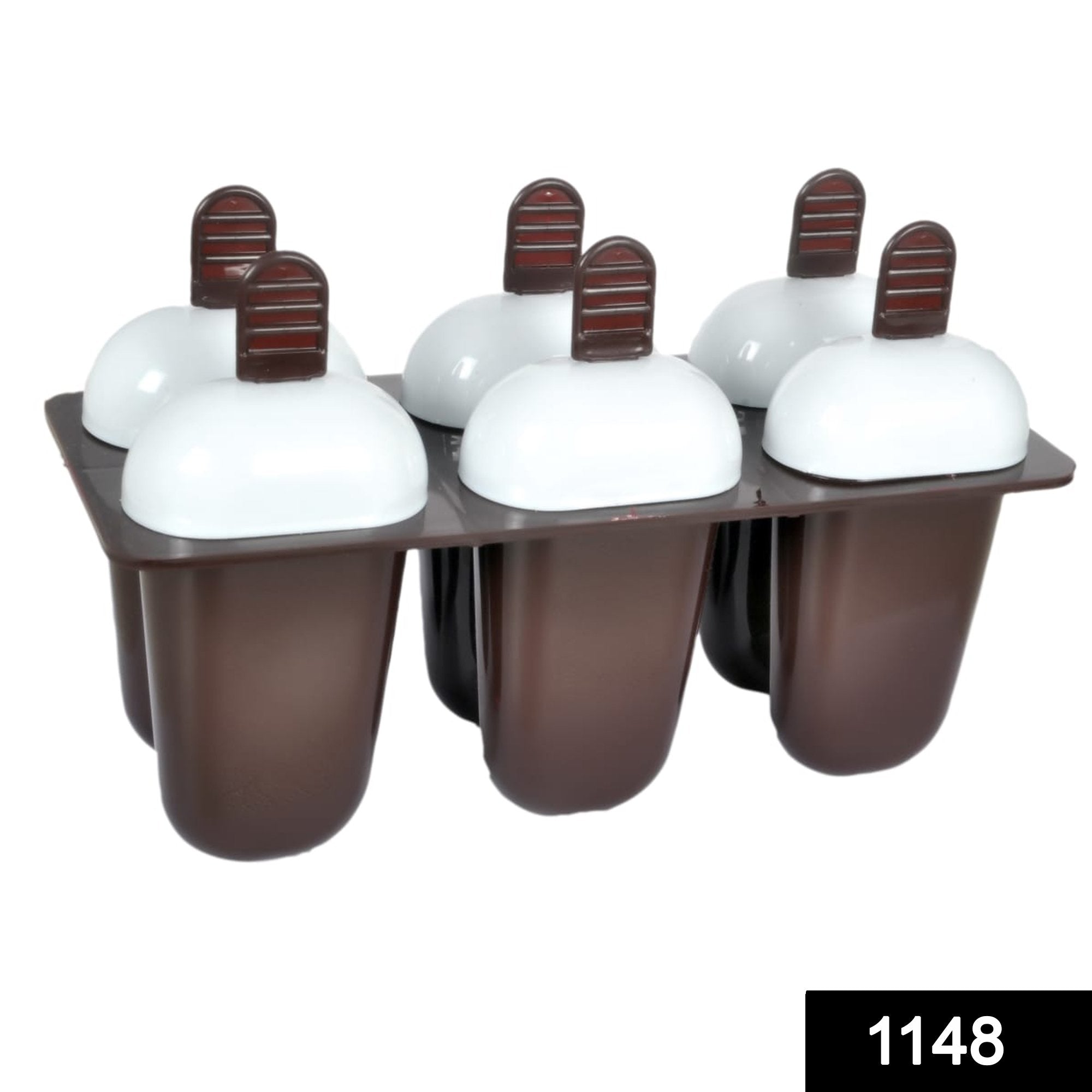 1148 Plastic Ice Candy Maker Kulfi Maker Moulds Set With 6 Cups (Multicolour) - Essentials