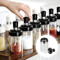 Transparent Glass Storage Jar With Built-in Spoon Approx 250ml - Essentials