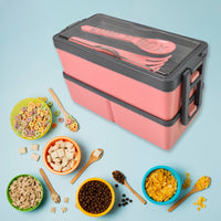 Plastic 3 Layer Leak Proof 3 Compartment Lunch Box For Office  (1 Pc) - Essentials