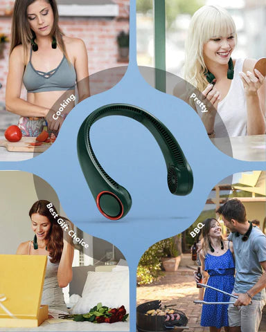 Portable Neck Fan | USB Rechargeable Bladeless Wearable Personal Fan with 3 Speeds – Hands-Free Cooling for Outdoor & Indoor Use - Essentials