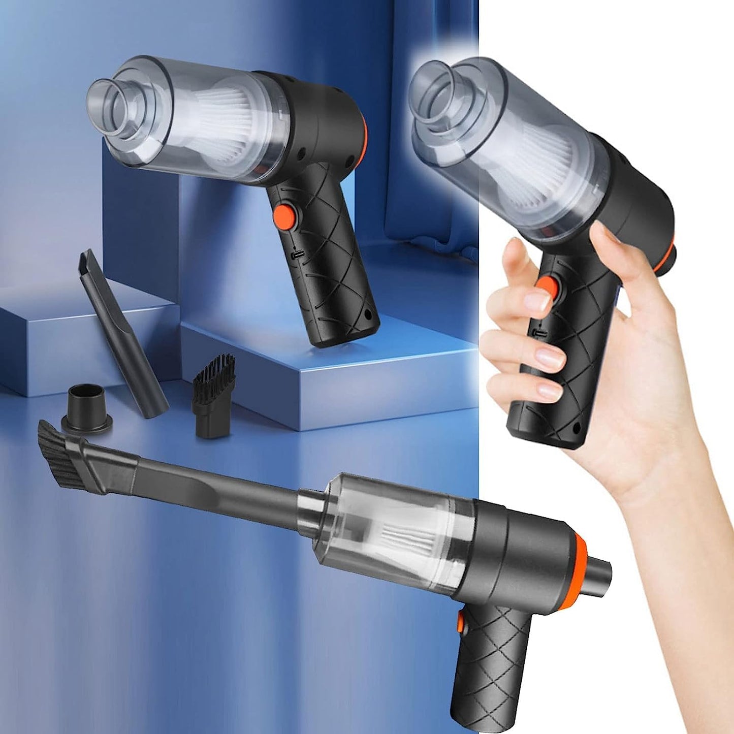 0390 Vacuum Cleaner Dust Collection  2 In 1 Car Vacuum Cleaner High-power Handheld Wireless Vacuum Cleaner Home Car Dual-use Portable Usb Rechargeable Mini Car Vacuum For Vehicle Home And Office - Essentials