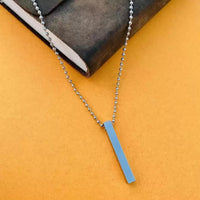 Plain Stick Shape Locket With Chain Stainless Steel Necklace (1 Pc) - Essentials